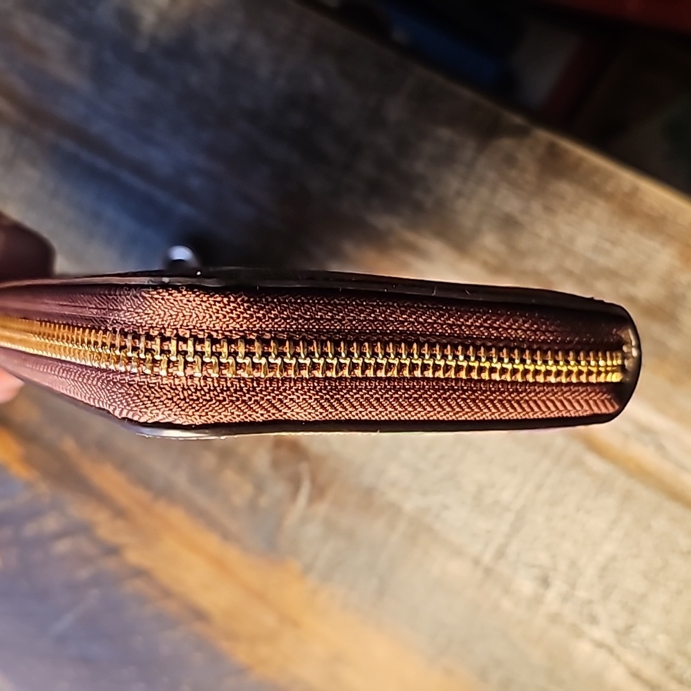 Coach Long Zip Around Wallet In Rainbow Signature Canvas - Picture 8 of 13